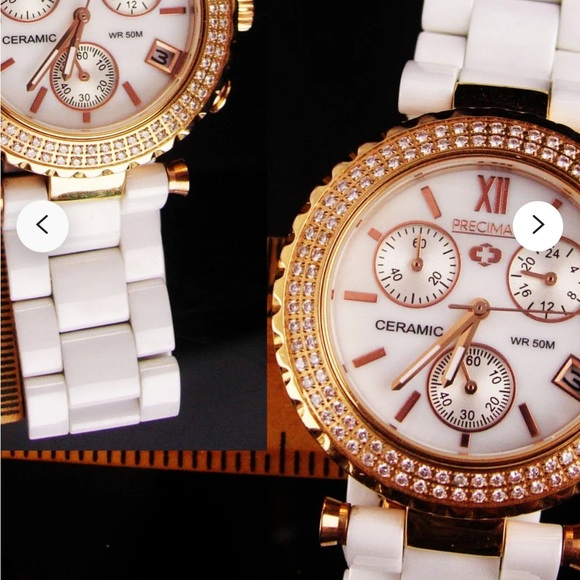 beautiful swarovski crystal and ceramic battery operated woman’s watch. - Picture 5 of 12